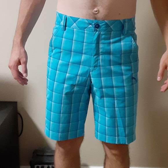 Puma Sport Lifestyle Mens Plaid Golf Shorts - Picture 2 of 6